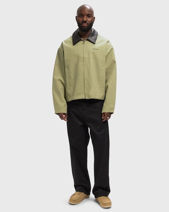 LEATHER COLLAR COTTON OVERSHIRT