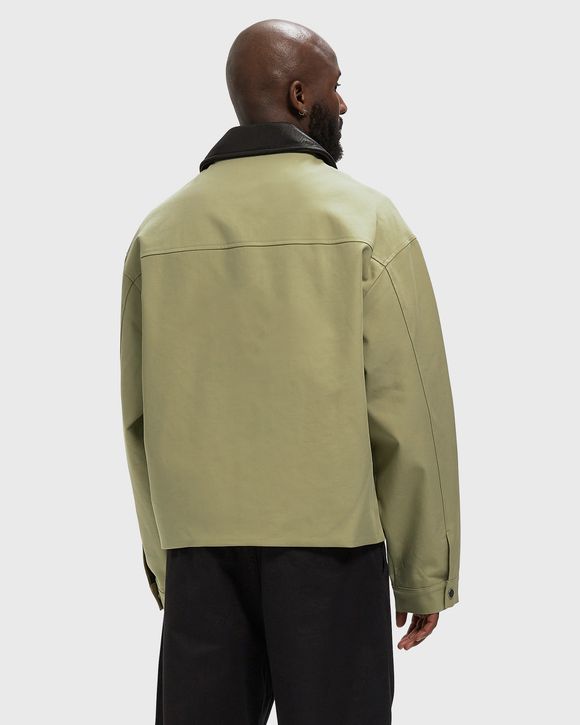 LEATHER COLLAR COTTON OVERSHIRT