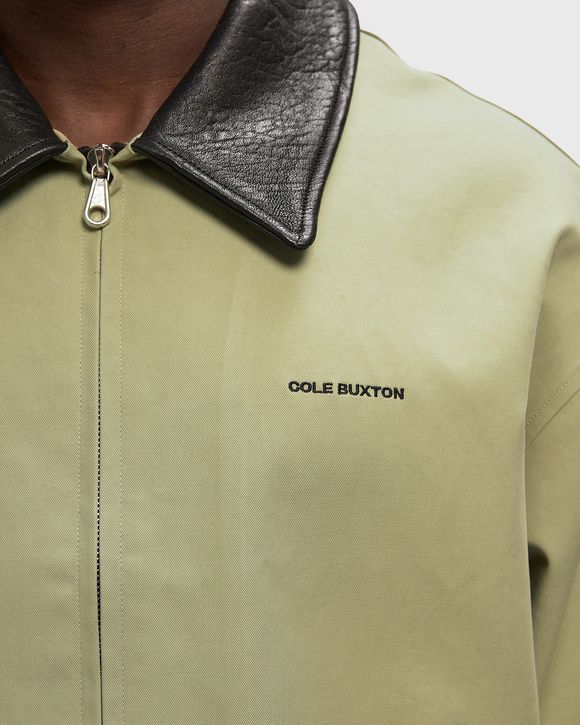 LEATHER COLLAR COTTON OVERSHIRT
