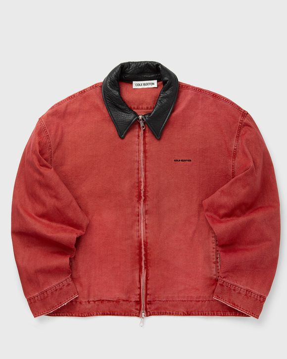 LEATHER COLLAR DISTRESSED TRUCKER