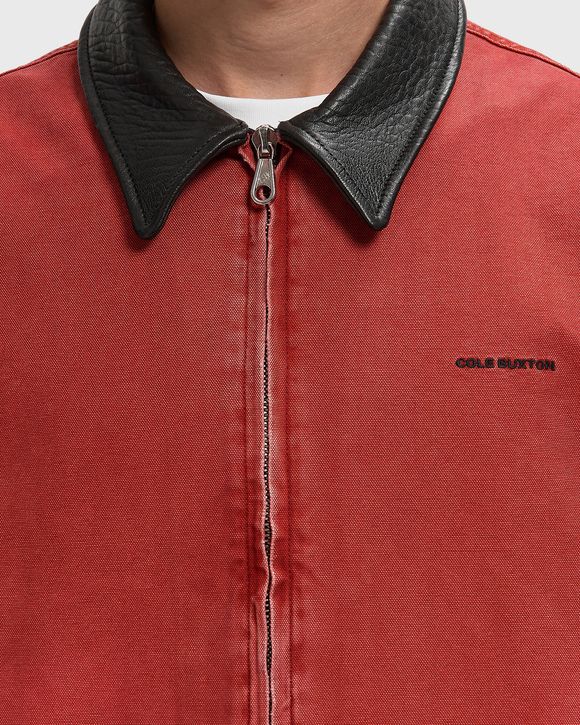 LEATHER COLLAR DISTRESSED TRUCKER