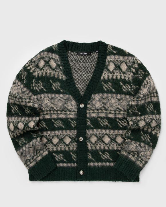 pattern check cardigan
