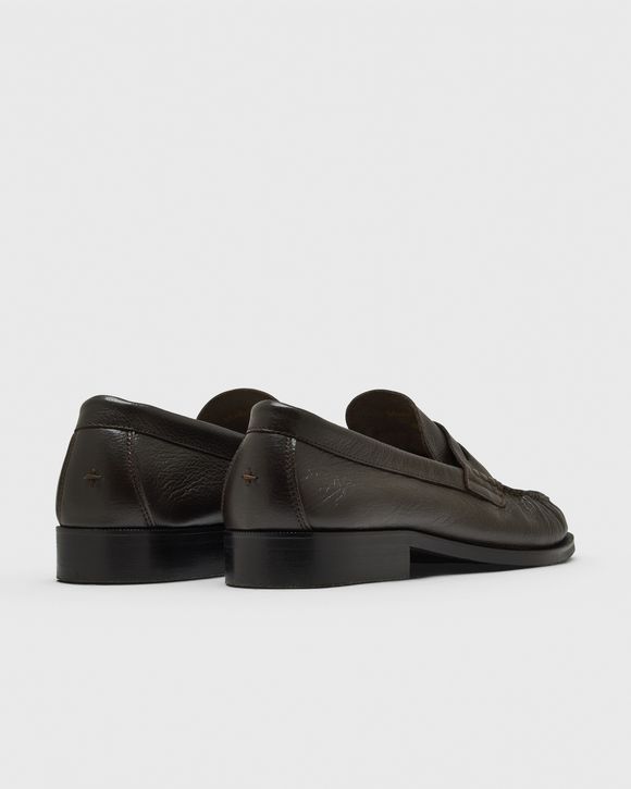 Ezra Chestnut Pebble Pleated Penny Loafer