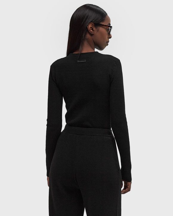 WAFFLE FITTED LONG SLEEVE SWEATER