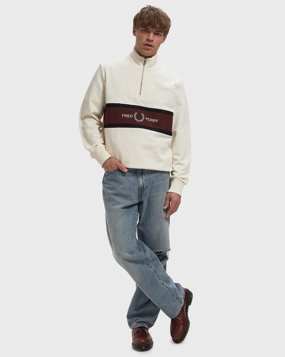 EMBROIDERED PANEL HALF ZIP SWE