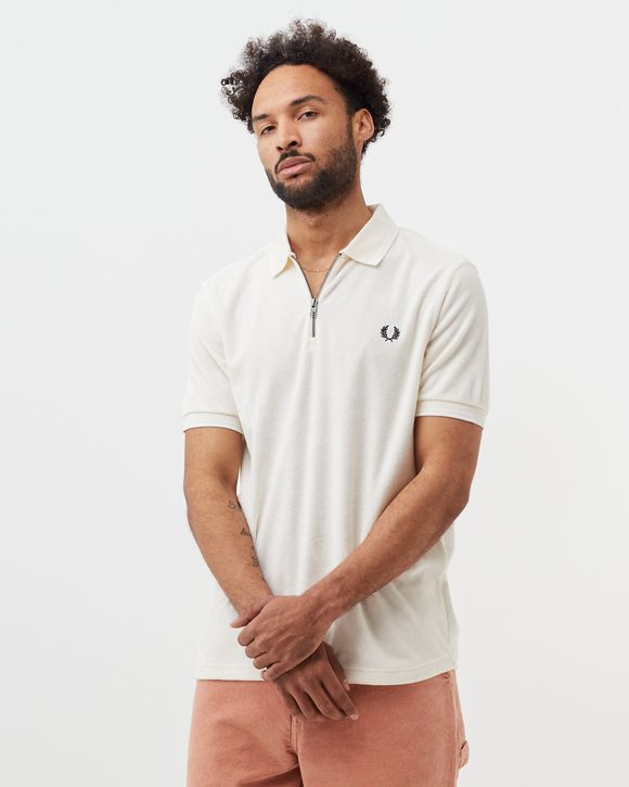 TOWELLING ZIP NECK POLO SHIRT