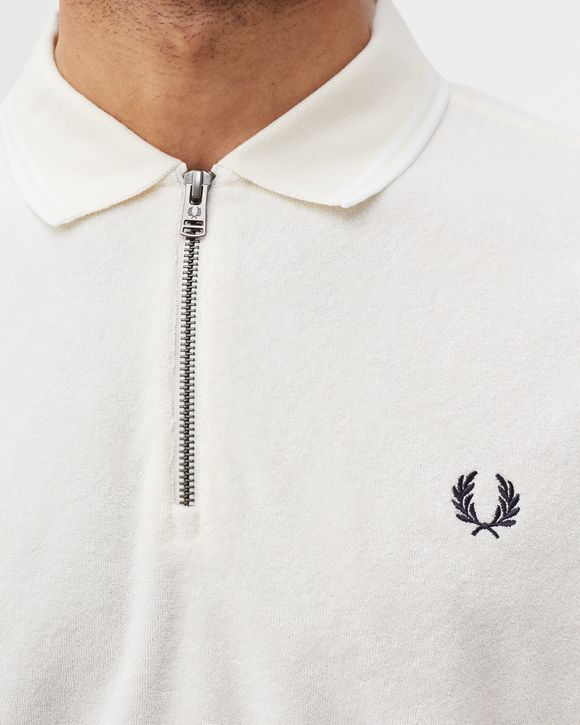 TOWELLING ZIP NECK POLO SHIRT