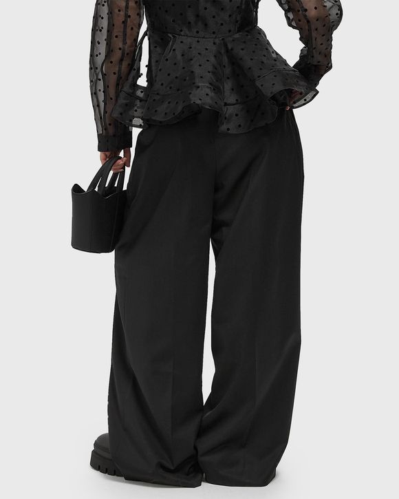 Calendered Wool  Mid Waist Pants