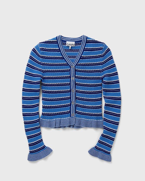 Cotton Pointelle Stripe Cardigan