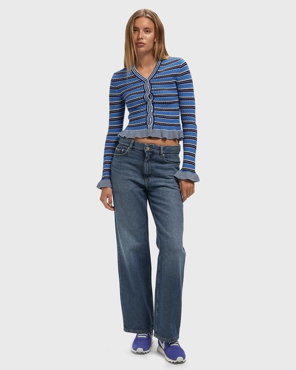 Cotton Pointelle Stripe Cardigan