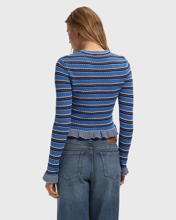 Cotton Pointelle Stripe Cardigan