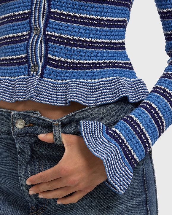 Cotton Pointelle Stripe Cardigan