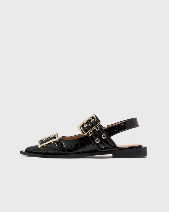 Feminine Buckle Ballerina Patent Croco