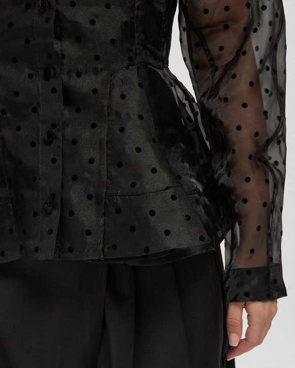Flocked Organza Peplum Shirt