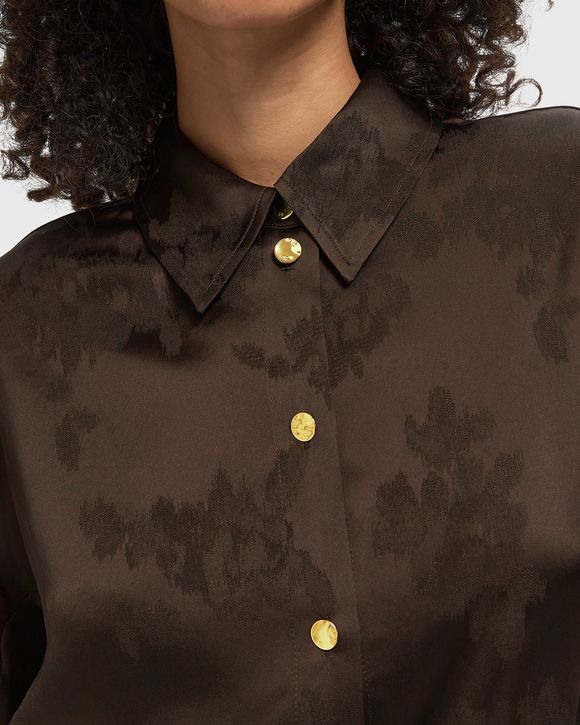Fluid Satin Jacquard Long Sleeve Shirt