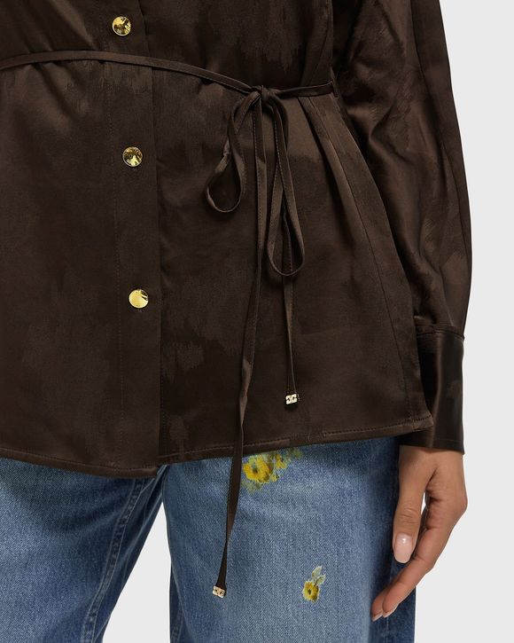 Fluid Satin Jacquard Long Sleeve Shirt