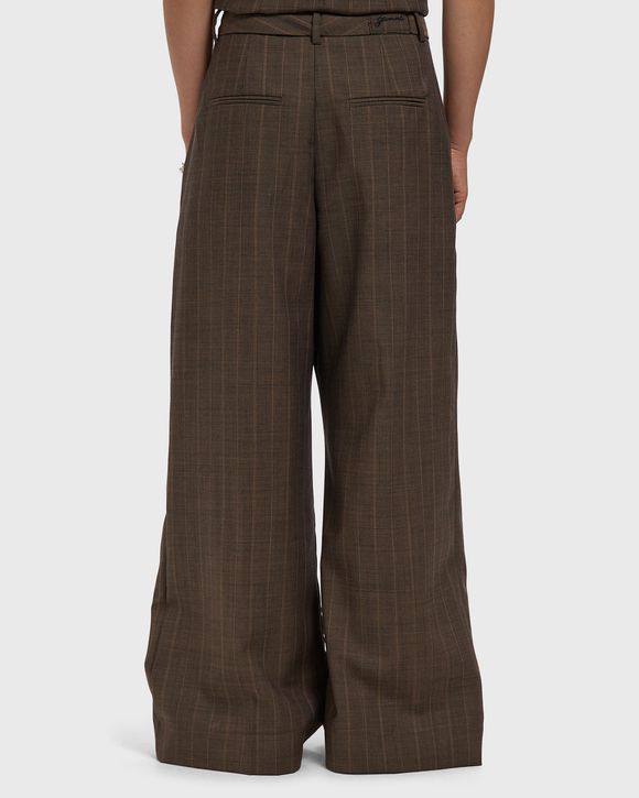 Light Wool Melange Stripe Wrap Pants
