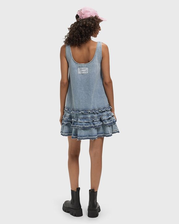 Lightweight Denim Frill Mini Dress