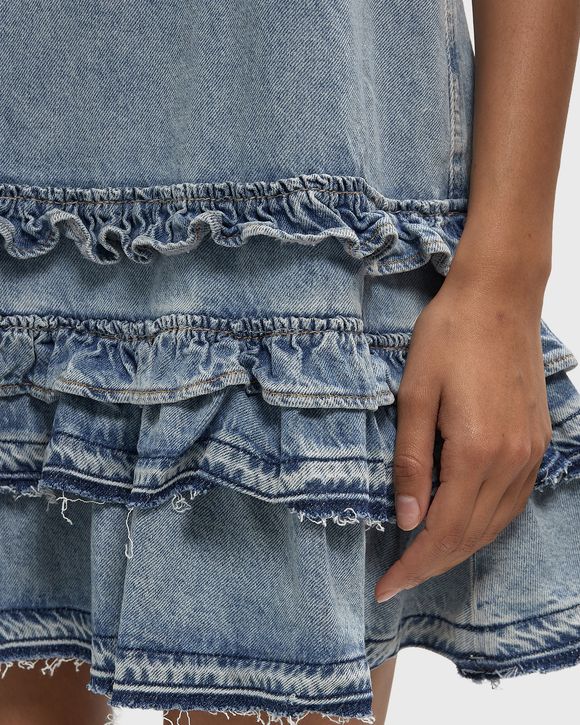 Lightweight Denim Frill Mini Dress