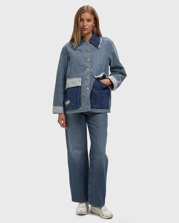 Patchwork Denim Midi Jacket