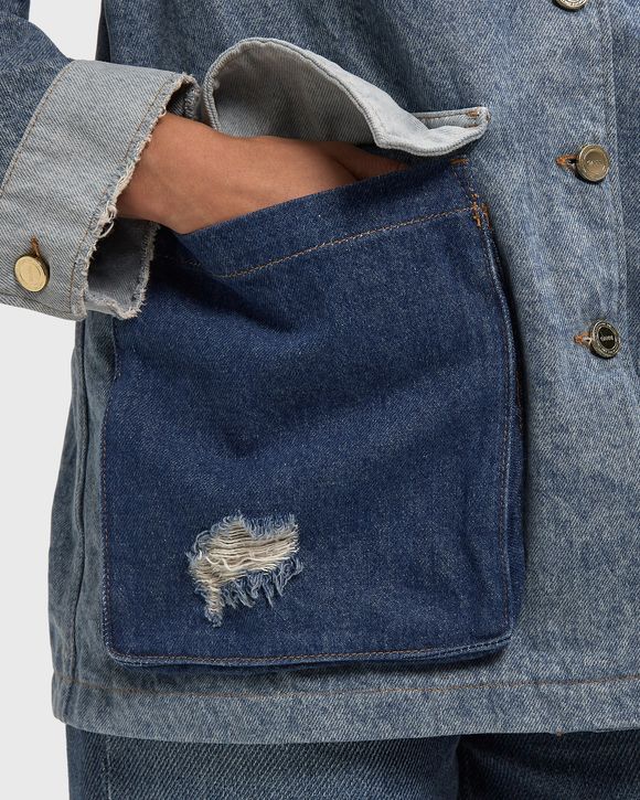 Patchwork Denim Midi Jacket