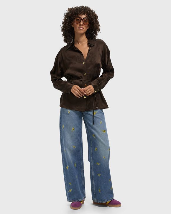 Printed Flower Denim Lari Jeans