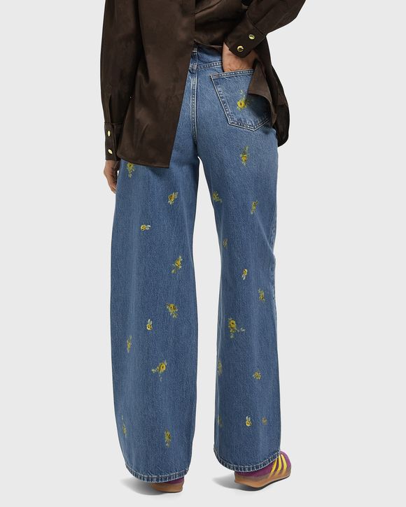 Printed Flower Denim Lari Jeans