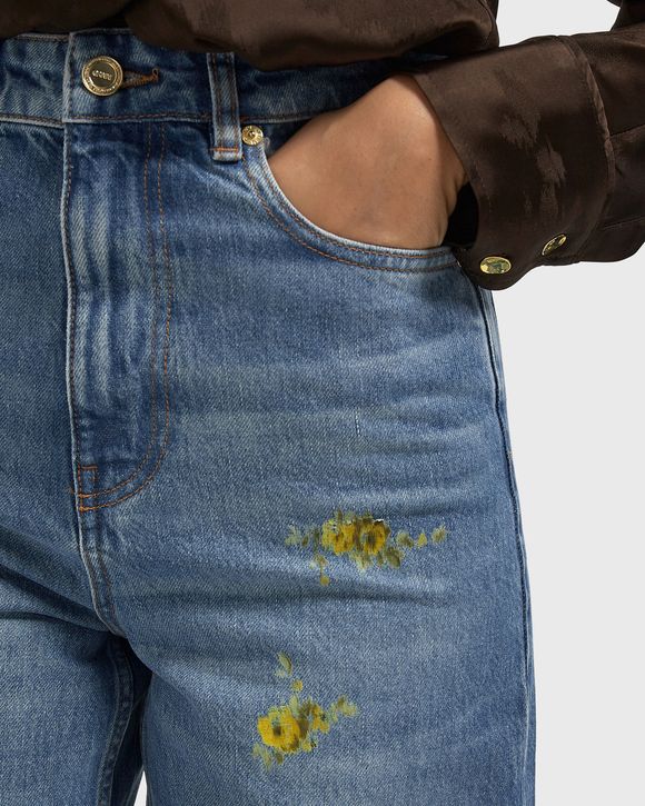 Printed Flower Denim Lari Jeans
