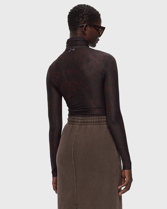 Printed Mesh Long Sleeve Rollneck