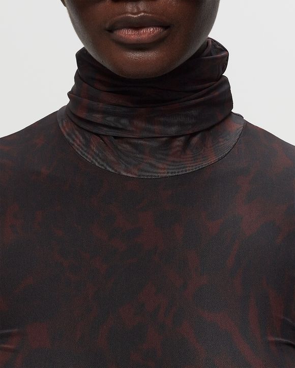 Printed Mesh Long Sleeve Rollneck