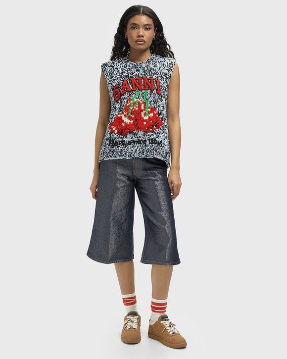 Shiny Weft Denim Shorts