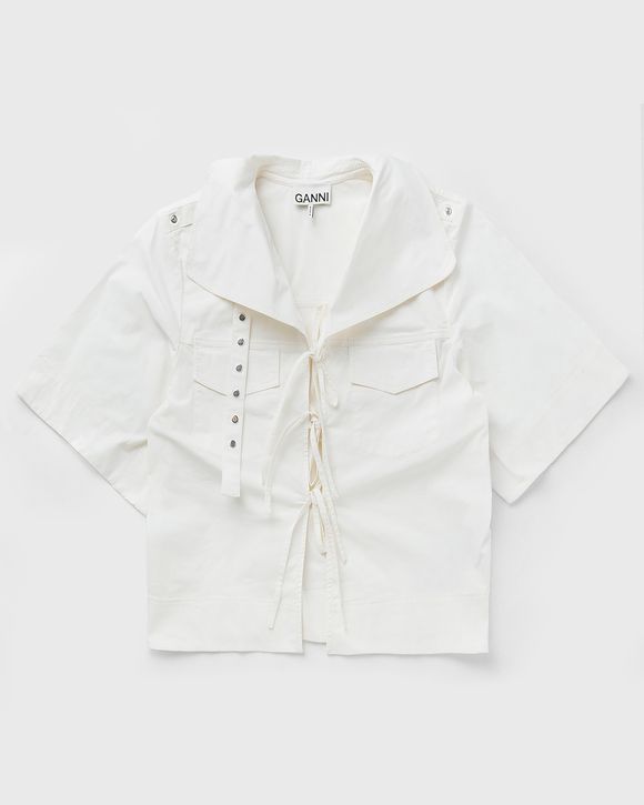 Stretch Cotton Cowl Neck Blouse