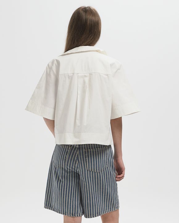 Stretch Cotton Cowl Neck Blouse