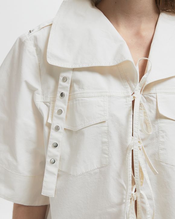 Stretch Cotton Cowl Neck Blouse
