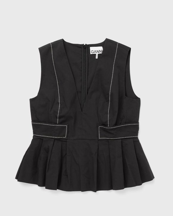Stretch Cotton V-neck Pocket Blouse