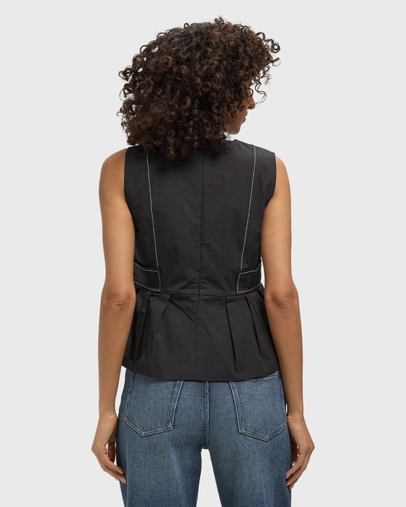 Stretch Cotton V-neck Pocket Blouse