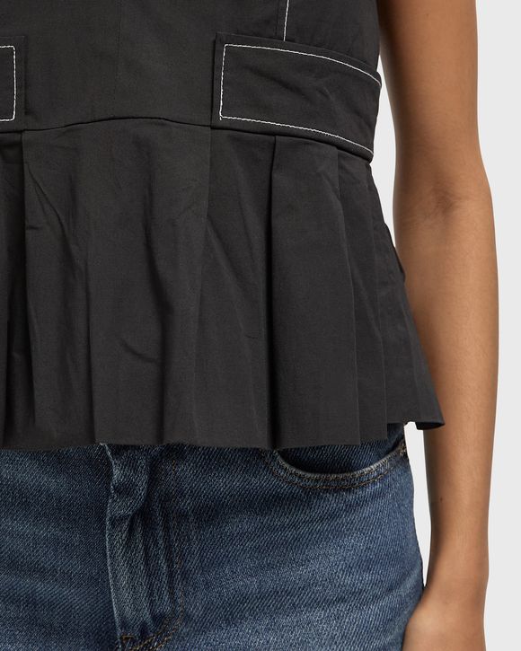 Stretch Cotton V-neck Pocket Blouse