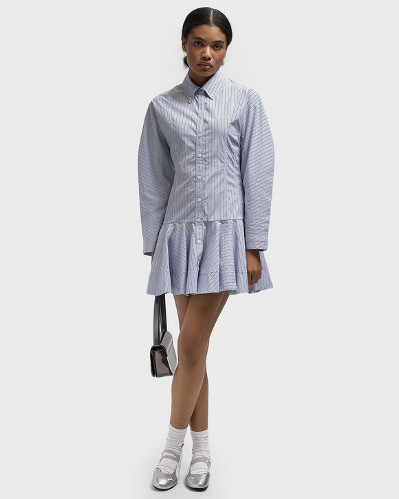 Stripe Cotton Buttoned Mini Dress
