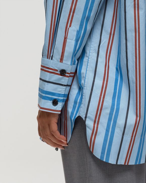 Stripe Cotton Oversize Raglan Shirt
