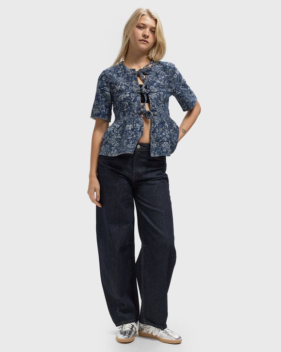 Tapestry Denim Peplum Blouse