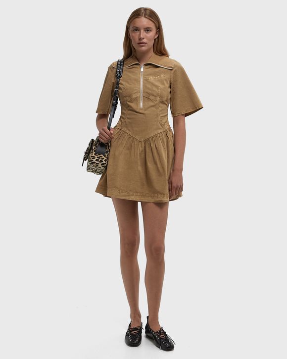 Washed Stretch Cotton Mini Dress