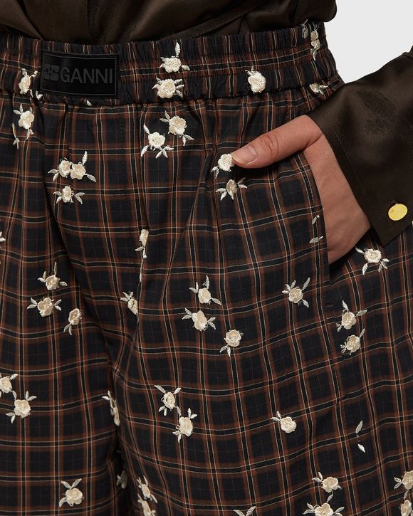 Yarn Dyed Check Flower Shorts