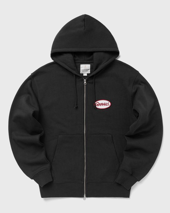 OVAL PATCH ZIP HOODED SWEATSHIRT