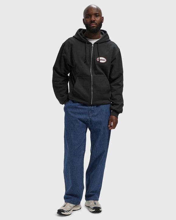 OVAL PATCH ZIP HOODED SWEATSHIRT