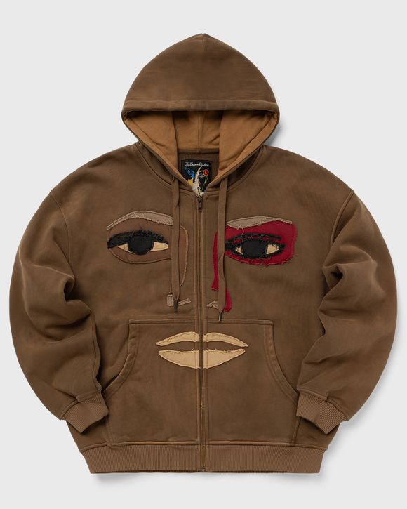 Face patchwork heavyweight zip up