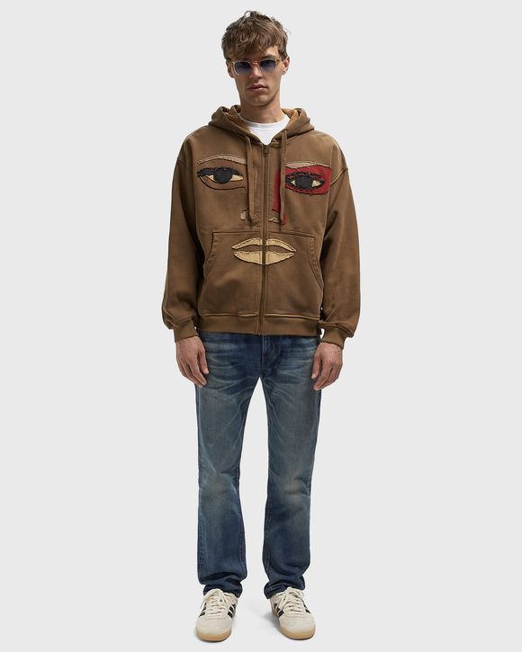 Face patchwork heavyweight zip up