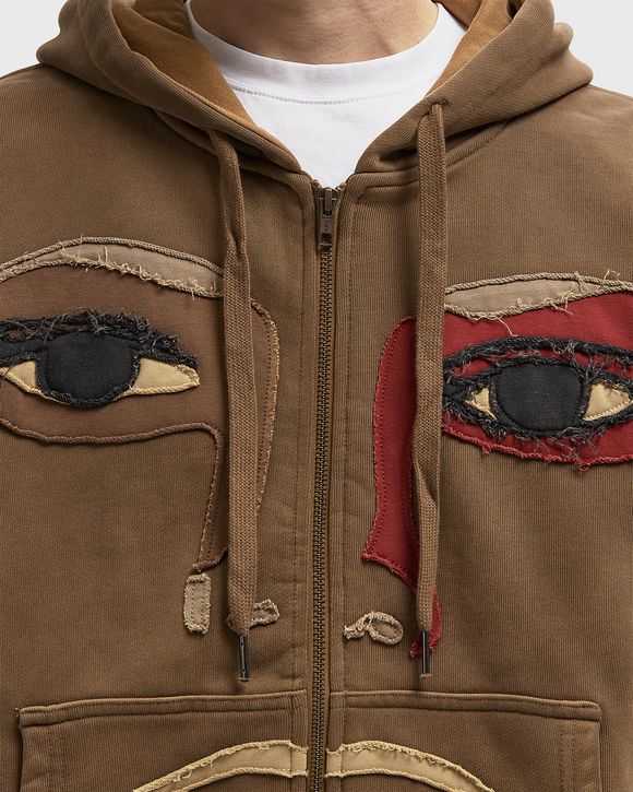 Face patchwork heavyweight zip up