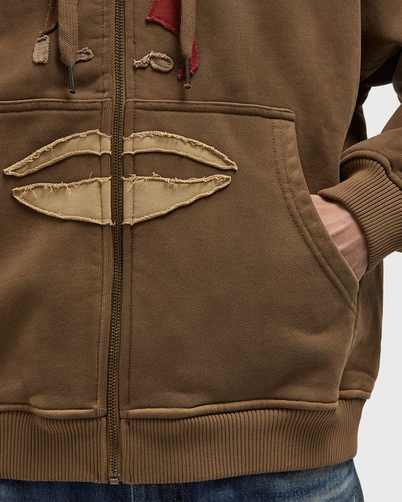 Face patchwork heavyweight zip up