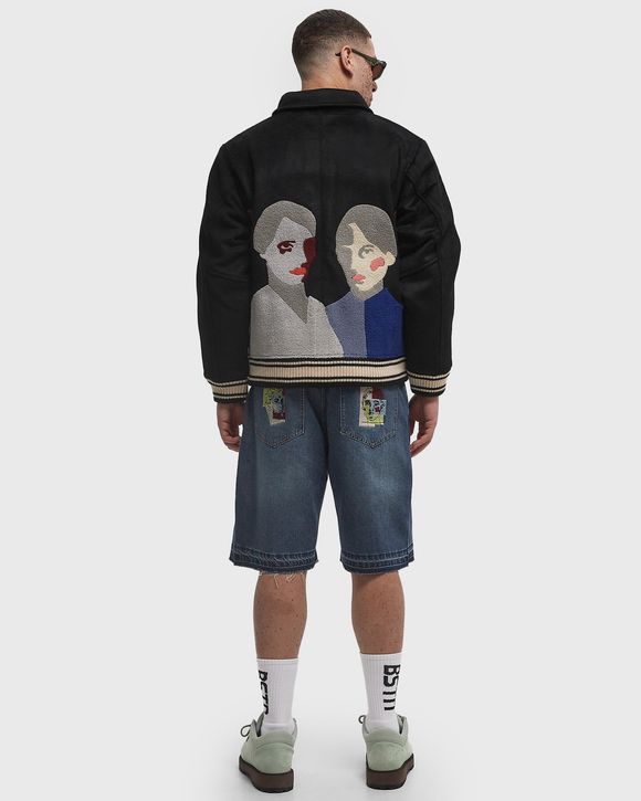 PATCHWORK PORTRAITS WOOL VARSITY JACKET