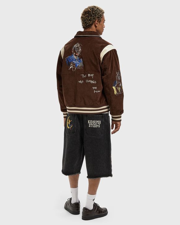 Washed Corduroy Embroidered Faces Jacket